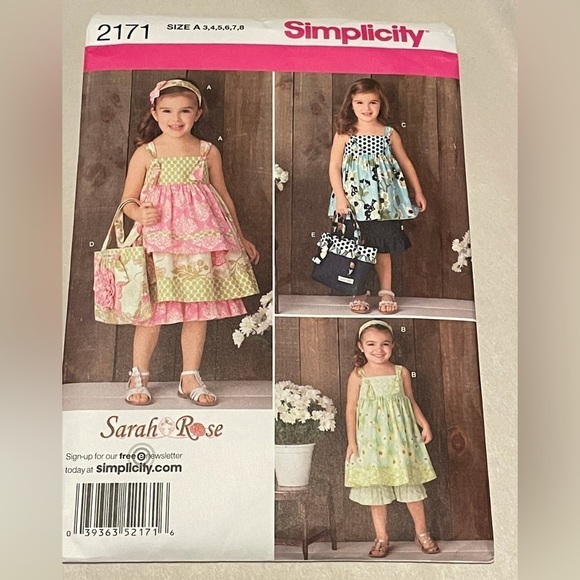 Three Simplicity girls dress patterns uncut Sarah rose ruby jeans closet size A - Picture 4 of 10